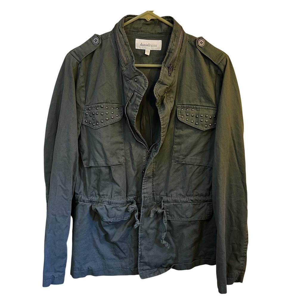 Daniel Rainn Olive Green Studded Utility Jacket Women's Size L Military‎ Style